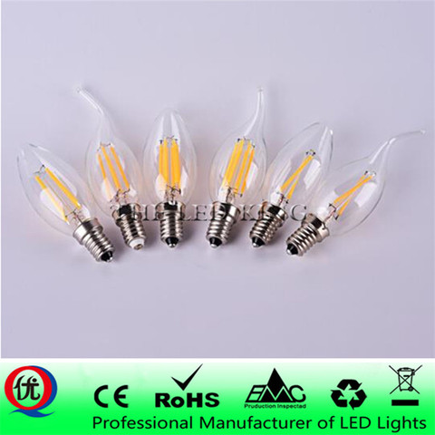 E12 E14 E27 LED Candle Bulb C35 Light 2W/4W/6W 110V/220V Warm/Cool White Retro Filament Lamp For Chandelier Lighting 360 Degree ► Photo 1/6