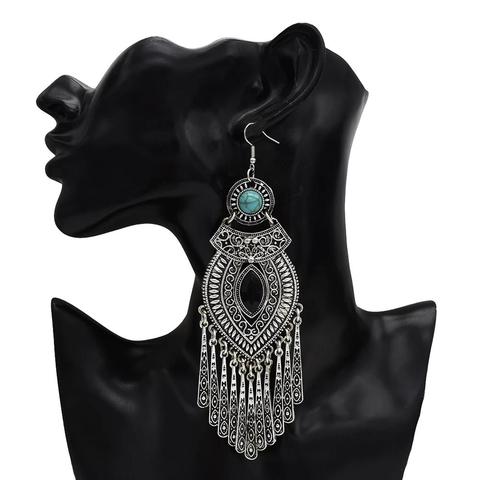 Thailand Silver Color Vintage Indian Big Long Tassel Statement Earrings for Women Jhumka Gypsy EgyptianTurkish Tribal Jewelry ► Photo 1/6
