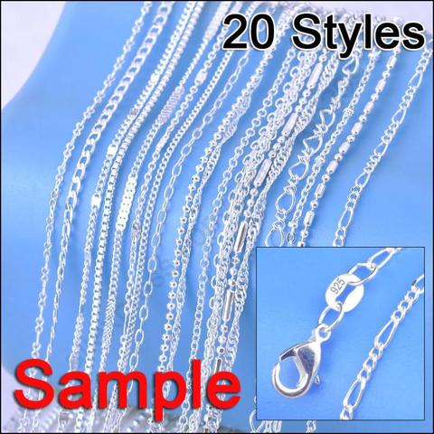 Multi-style Mixed Packing Necklace Chains For Women 925 Sterling Silver 18 inch Length Fashion Necklace Chains 20 pcs ► Photo 1/5