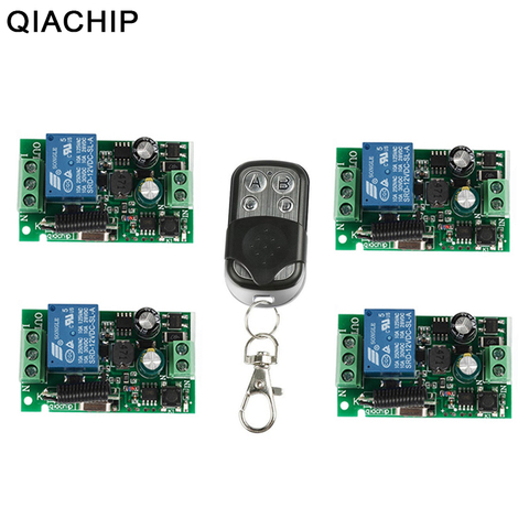 QIACHIP 433Mhz Wireless Remote Control Switch AC 85V ~ 250V 110V 220V 1CH Relay Receiver Module + RF Transmitter For Garage Door ► Photo 1/1