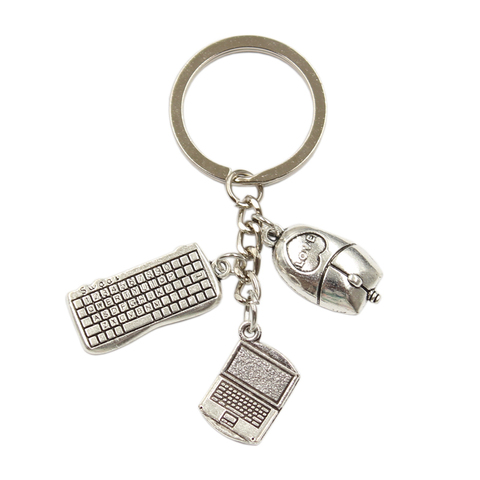 Dropshipping Laptop Computer Mouse Keyboard Keychain Fashion Key Ring DIY Metal Holder Chain Jewelry For Gift ► Photo 1/2