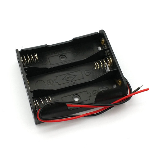 Hot New Box Holder For 3 x AA Black With Wire Leads Plastic Battery Storage Case New ► Photo 1/4