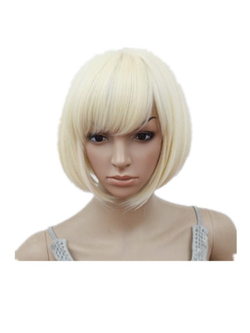 Fei-Show Wig Synthetic Heat Resistant Fiber Wavy Hair Blonde Hair Peruca Costume Cartoon Cos-play Short Bob Student Hairpiece ► Photo 1/3