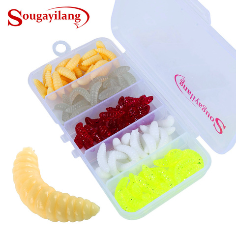 Sougayilang 100Pcs Soft Worm Artificial Baits with ABS Plastic Fishing Tackle Box Soft Fishing Lure Kit ► Photo 1/6