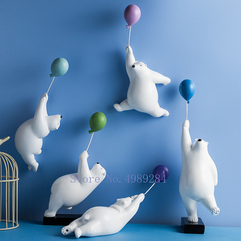 Nordic Creative balloon Polar bear Wall decoration Wall mount Decorative accessories Home living room Background wall hanging ► Photo 1/5