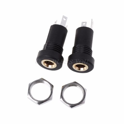 2PCS 3.5MM Audio Jack Socket 3 Pole Black Stereo Solder Panel Mount Gold With Nuts Connector Drop Shipping ► Photo 1/6