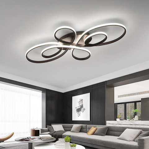 New Hot RC White/Coffee Finish Modern Led Chandelier For Living Room Bedroom Study Room Dimmable Ceiling Chandelier Fixtures ► Photo 1/6