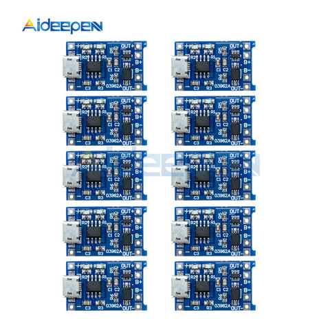 10Pcs Micro USB 5V 1A 18650 TP4056 Lithium Battery Charger Module Charging Board With Protection Dual Functions ► Photo 1/6