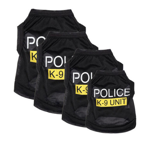 Police Suit Cosplay Dog Clothes Black Elastic Vest Puppy T-Shirt Coat Accessories Apparel Costumes  Pet Clothes for Dogs Cats ► Photo 1/6