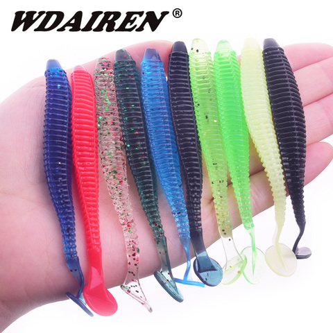 10pcs/lot Soft Bait Silicone Fishing Lures 95mm 3g Rubber Shrimp odor Artificial Worm Grubs Fishing Tackle Jig Head Bass Pike ► Photo 1/6