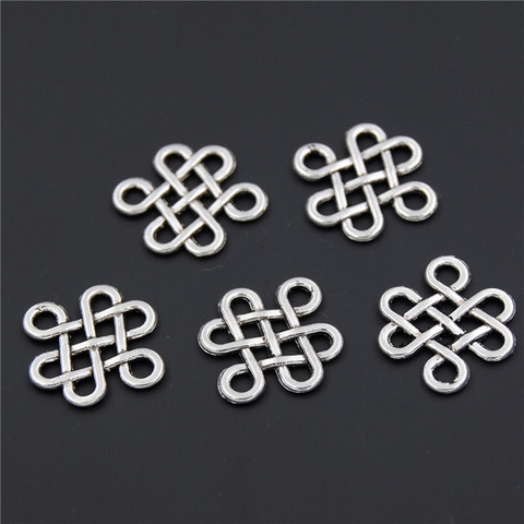 100PCS Metal Charms Silver Color Chinese Knot Connector Pendants Jewelry Findings Fit Necklaces And Bracelets Making A2310 ► Photo 1/3