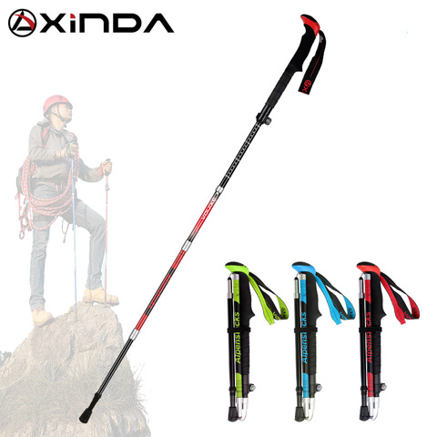 XINDA Folding Trekking Poles Carbon Fiber Ultralight Quick Lock Walking Stick Hiking Running Nordic Walking Pole ► Photo 1/6