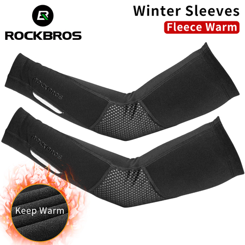 ROCKBROS Winter Fleece Warm Arm Sleeves Breathable Sports Elbow Pads Fitness Arm Covers Cycling Running Basketball Arm Warmers ► Photo 1/6