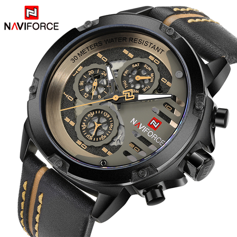 NAVIFORCE Mens Watches Top Brand Luxury Waterproof 24 hour Date Quartz Watch Man Leather Sport Wrist Watch Men Waterproof Clock ► Photo 1/6