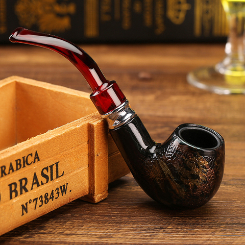 Fashion Snake Scale Resin Pipes Chimney Double Filter Wood Smoking Pipe Herb Tobacco Pipe Cigar Narguile Grinder Smoke ► Photo 1/6