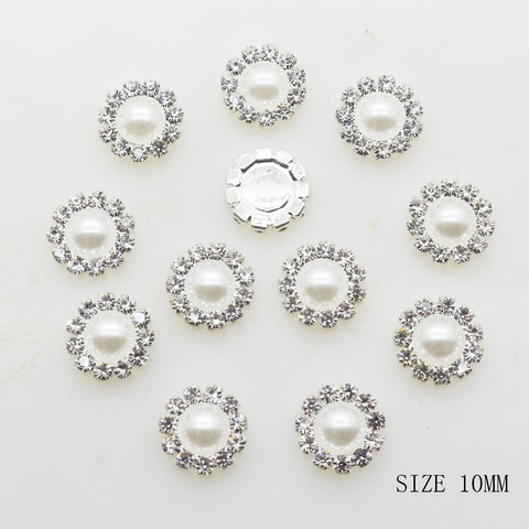 ZMASEY New 10MM Fashion 10pcs/lot Round Silver Buttons Diy White Pearl Accessories Festival Decor Diameter Supplies Wholesale ► Photo 1/4