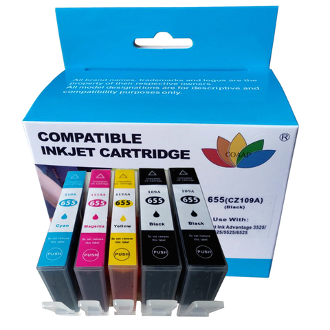 5PCS Compatible HP 655 HP655 C M Y BK Ink Cartridge with chip For HP Deskjet 3525 4615 4625 5525 6520 6525 6625 ► Photo 1/6