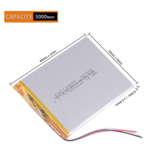 tablet battery replacement 3.7v 5000mAh 3wires li ion cell 407090  ► Photo 1/1