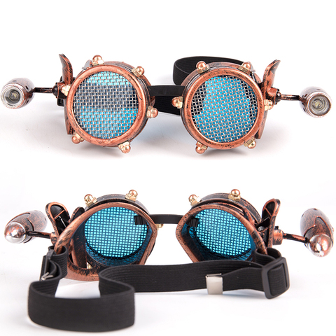FLORATA Unisex Vintage Retro Victorian Gothic Cosplay Steampunk Goggles Glasses Welding Punk With Small Lamp 2 Colors ► Photo 1/6