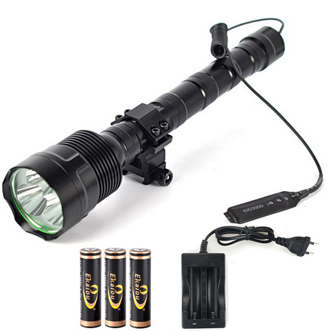 Bright XML 3T6 LED Hunting Torch Tactical Flashlight Light Mount Pressure Switch
