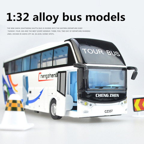 1:32 alloy bus models,pull back & flashing & musical,Large tourist bus,metal diecasts,toy vehicles,free shipping ► Photo 1/1