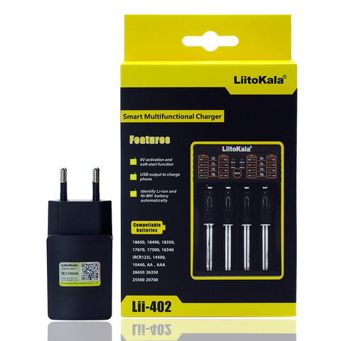 Liitokala Lii-402 Lii-202 100 Lii-S2 Lii-S4 18650 charger 1.2V 3.7V 3.2V 3.85V AA/AAA 26650 16340 NiMH lithium battery charger ► Photo 1/5