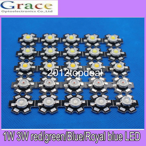 Hot 10pcs 1W 3W High Power warm white/cool white /natural white/red/green/Blue/Royal blue LED with 20mm star pcb ► Photo 1/5