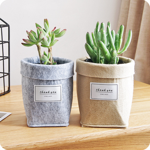 2022 New Letters Print Felt Flower Pots Home Desktop Flowerpot for Flower/Green Plant Light Gray/Khaki ► Photo 1/6