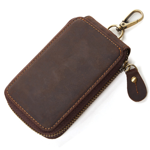 Vintage Genuine Leather Key Holder Men Key Wallet Leather Men key case bag Women Key Organizer housekeeper smart keychain cover ► Photo 1/6