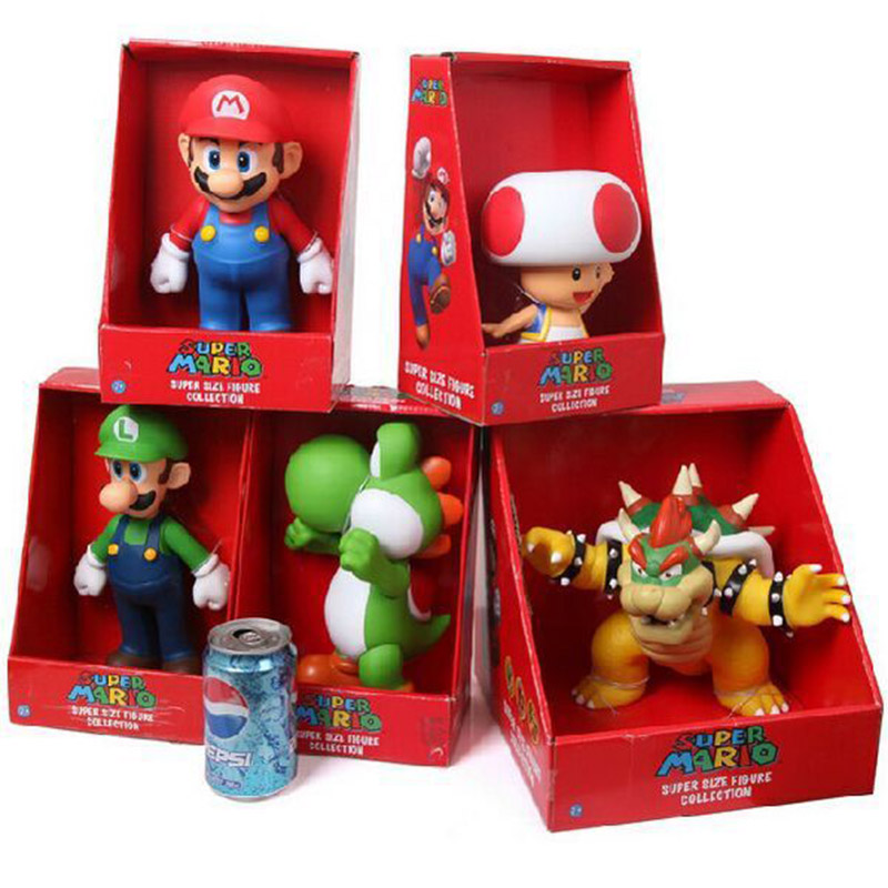 Super Mario 9" Action Figure Collection Luigi Yoshi Toad Bowser Original Box 