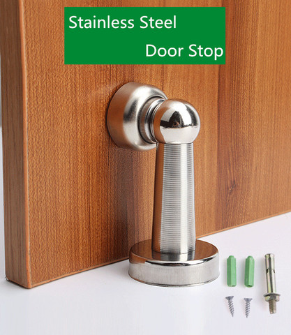 Silver Stainless Steel door stopper Soft-Catch Magnetic Door Stop in Brushed Satin Nickel Wall Mount by Lizavo ► Photo 1/6