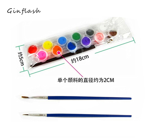 12 colors with 2 paint blue brushes per set acrylic paints for oil painting Nail art clothes art digital wall painting AOA003 ► Photo 1/6