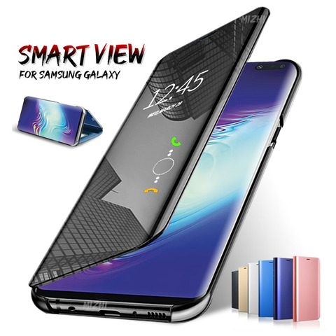 Smart Mirror Flip Case For Samsung Galaxy S10 5G S8 S9 S10 Plus S10E Note 8 9 A9 A7 J4 J6 2022 A20 A50 A 20 30 40 50 70 90 Coque ► Photo 1/6