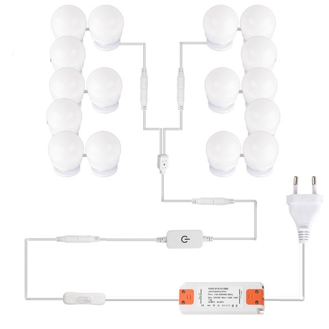 LED Vanity Hollywood Styles Makeup Mirror Lights kit bulbs for wall Dressing Table with Dimmer & Adapter Plug in 16PCS Bulb ► Photo 1/6