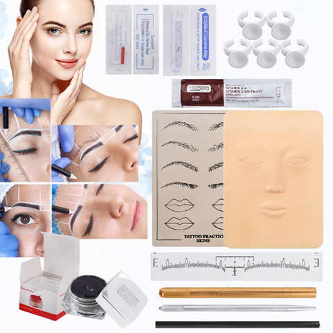 Microblading Kit Beginners Eyebrow Permanent Makeup Set Tattoo Manual Pen 3D Practice Skin Pigment Inks for Starter Tools Supply ► Photo 1/6