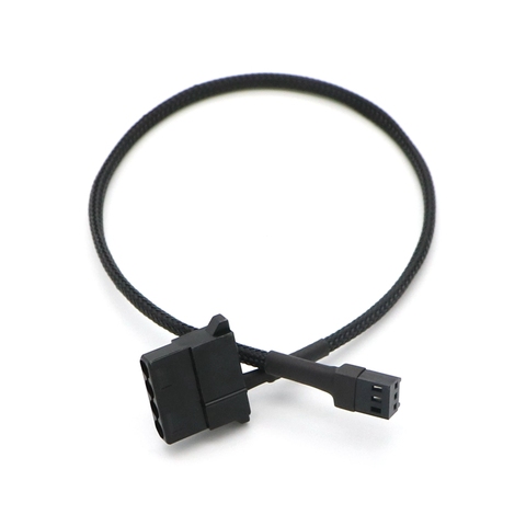 Black Color Full Sleeved IDE Molex 4Pin Female to 3Pin Fan Power Adapter Cable. ► Photo 1/1