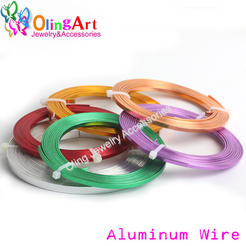 OLINGART 2022 NEW 5M Roll 1*3mm Aluminum Wire soft craft versatile painted aluminium metal wire choker necklace jewelry making ► Photo 1/3