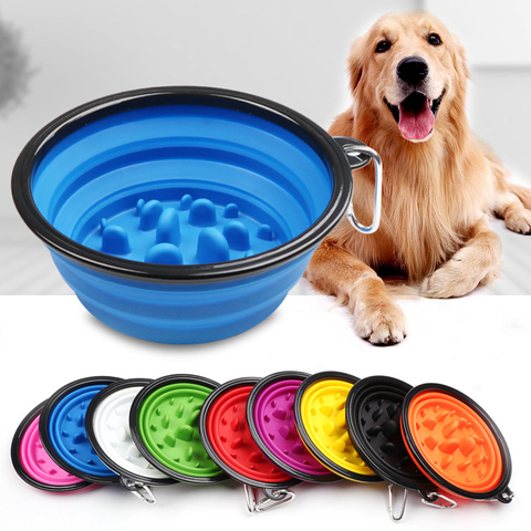 Pet supplies Portable Puppy Dog Bowl Pet Collapsible Slow Feeding Bowl Feeding BPA Free Foldable Cup Dish for Dogs Cat Drop ► Photo 1/6