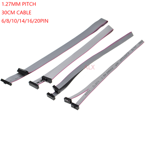 1PCS 1.27MM pitch FC-6/8/10/14/16/20/40/50 PIN 30CM JTAG ISP DOWNLOAD CABLE   Gray Flat Ribbon Data Cable FOR DC3 IDC BOX HEADER ► Photo 1/6