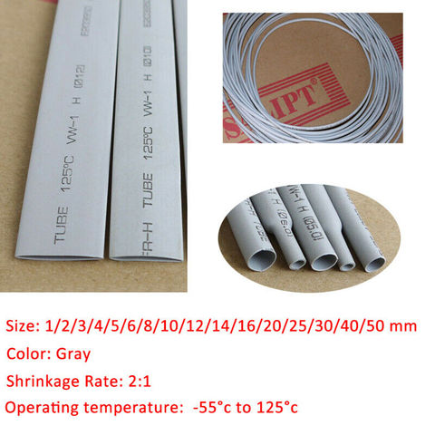 1/2/3/5Meters 2:1 1mm-50mm Gray Heat Shrink Tube Heat Shrinkable Sleeving Tubing Wrap Wire Insulation Sleeve ► Photo 1/2