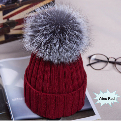 Buy Online 8colors Women Fur Hat Pom Pom Hat Cashmere Wool Pom Bobble Hat Winter Hat Alitools