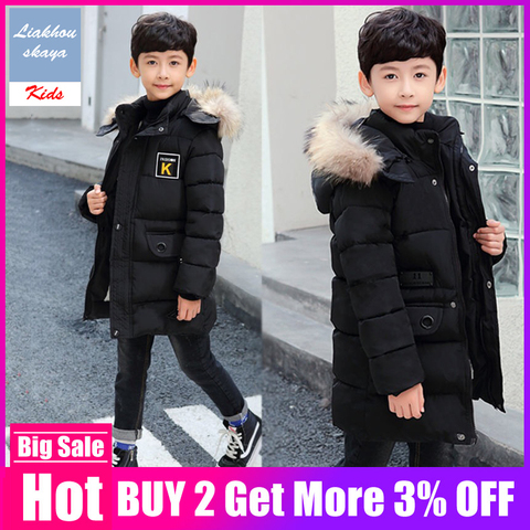 Children's Winter Jacket 2022 Boys Fur Coat Parkas Teenage 5 to 15 years Child Outerwear Casual Hooded Warm Coat Baby Clothing ► Photo 1/6