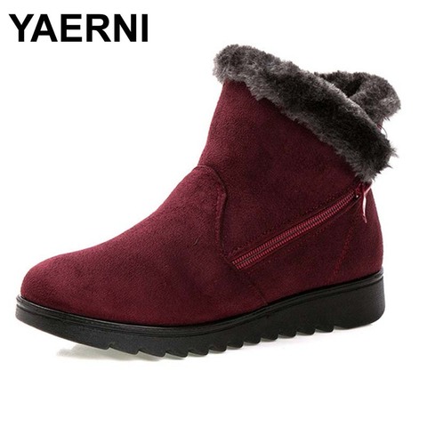 YAERNI  Women Ankle Boots New Fashion Waterproof Wedge Platform Winter Warm Snow Boots Shoes For Female ► Photo 1/6