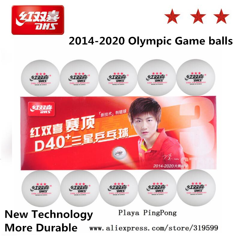 DHS D40 3-Stars New Material Table Tennis Balls Plastic PingPong Balls 