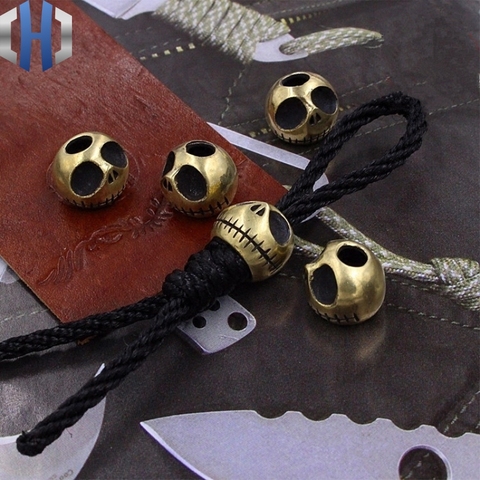 Halloween Brass Pumpkin Knife Beads Brass Personality Skull EDC Beads Skull Keychain Pendant Hanging Rope Paracord Beads 1PC ► Photo 1/6