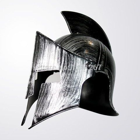 Halloween Adult Cosplay Props Ancient Rome Warrior Hero Plastic Silvery Spartan Helmet Toy Hot Selling ► Photo 1/1