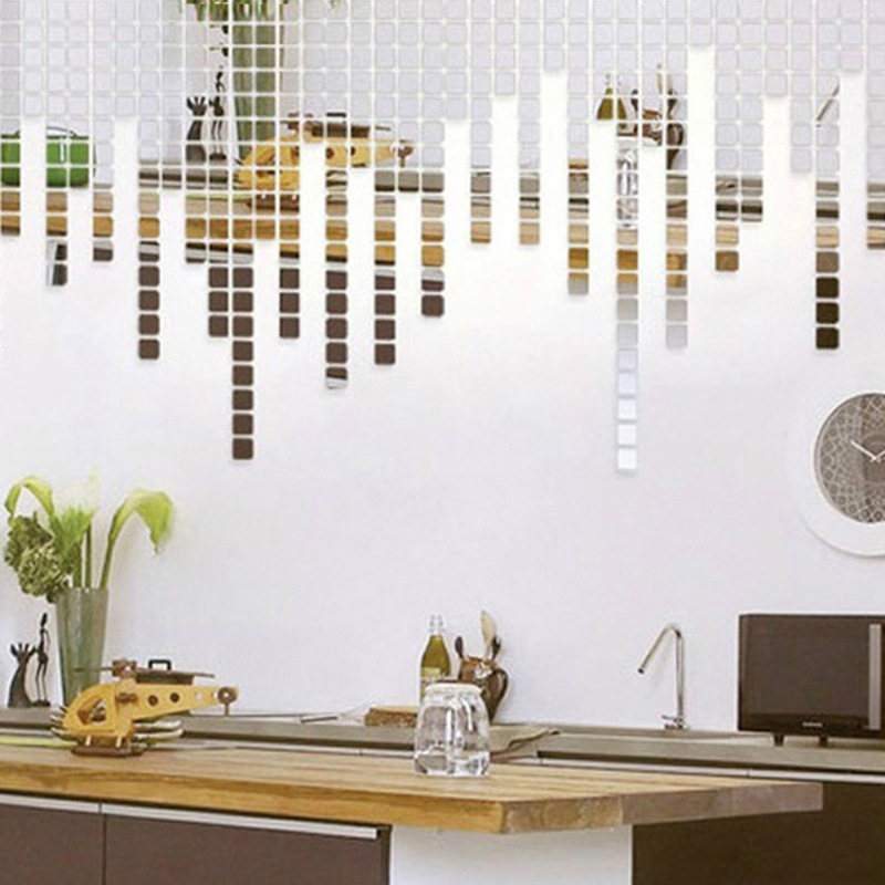 100Pcs/Set DIY Acrylic Mirror Dot Wall Stickers Decals Home Living Room Decor 