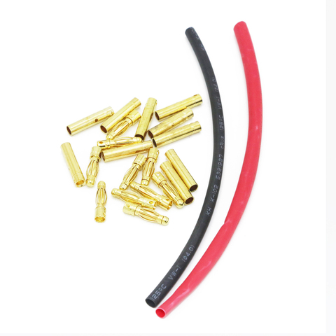 10 Pairs 2.0mm 3.0mm 3.5mm 4.0mm Gold Plated Bullet Banana Plugs Male Female Connectors with 20CM Heat shrinkable tube ► Photo 1/6