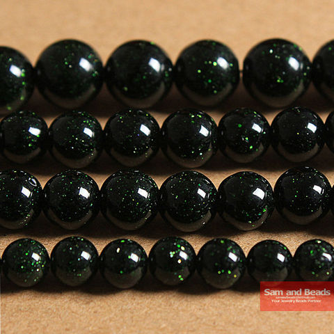Free Shipping Natural Dark Green Sand Stone Round Loose Beads 16