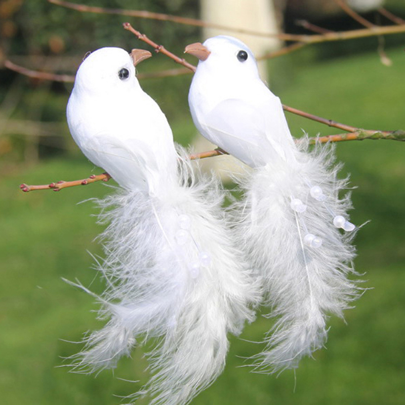 Home Decor Doves Artificial Foam Feather Mini White Birds With Magnet CrafttEv 